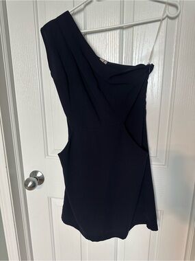 Love Notes One-Shoulder Navy Cocktail Dress